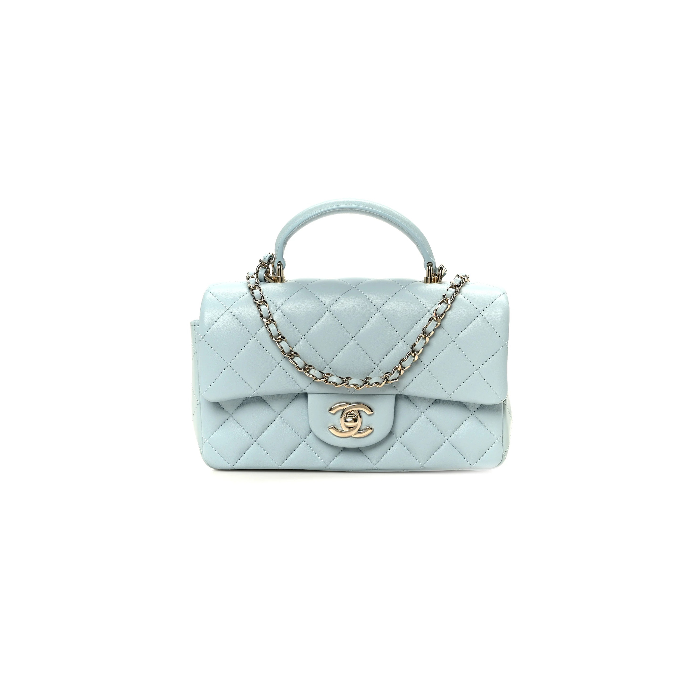 CHANEL LAMBSKIN QUILTED MINI TOP HANDLE RECTANGULAR FLAP AS2431 (20*12*6cm)